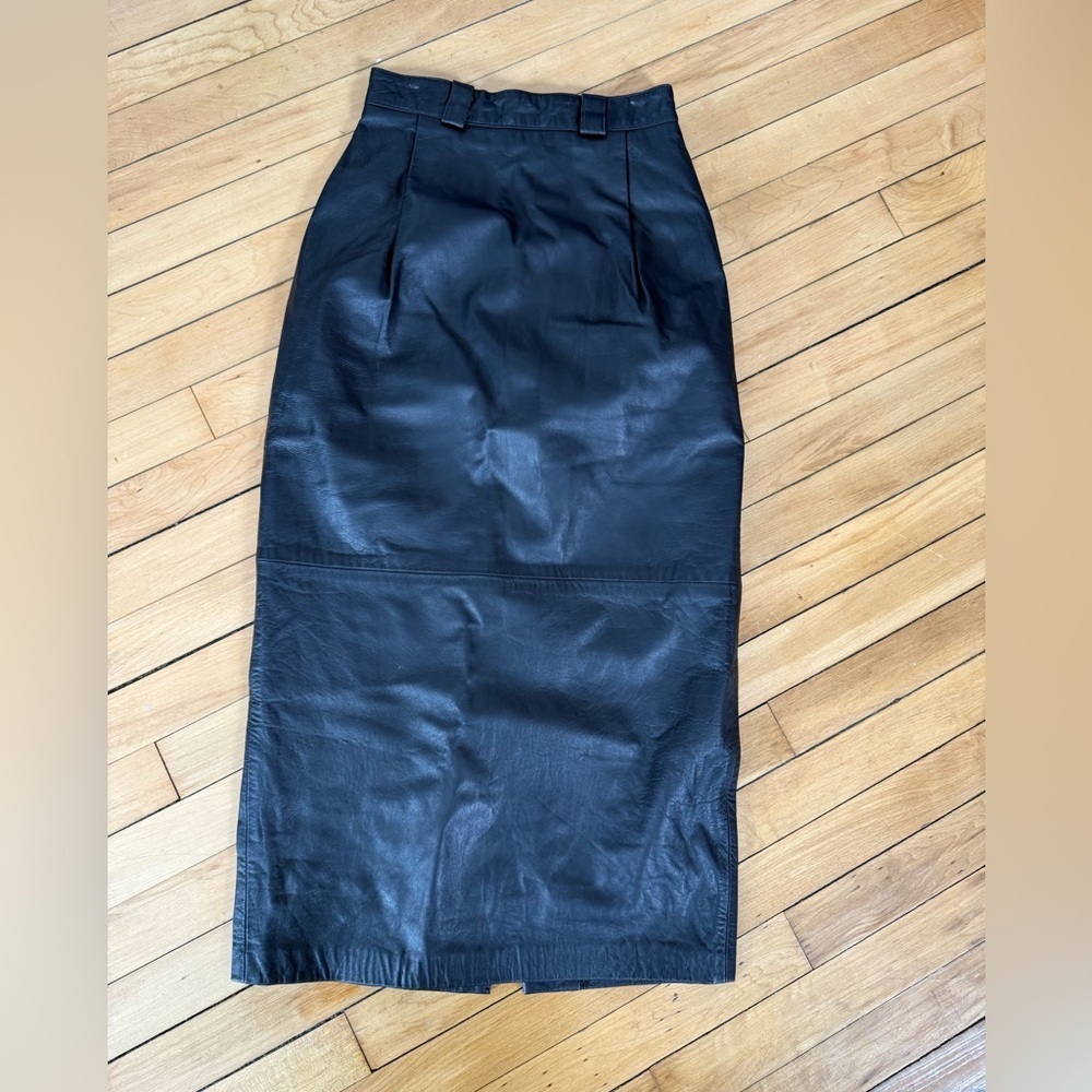 Kelli Kouri long black leather skirt rocker‎ retro goth dark punk